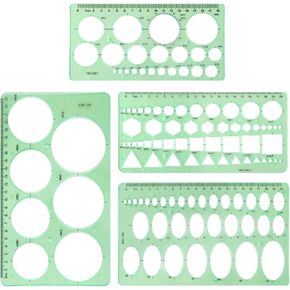 4pcs Circle Template for Drawing, Premium Plastic Circle Template Geometric Stencils for Drawing Measuring Used Widely for Architectural Mathematical Drawing Design(Green)