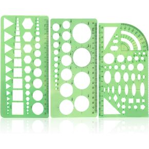 Geometry Set Circle Template 3 Pieces, Different Size Scale Ruler Circle Stencil Circle Template for Circle Drafting Tools Geometric Stencils Architecture Ruler Suitable for School Office Supplies
