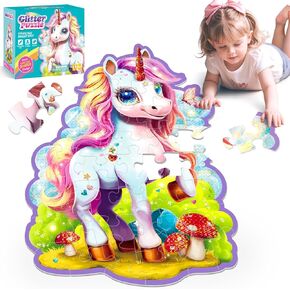 45 Pcs Unicorn Floor Puzzles for Kids Ages 3-5, Giant Floor Puzzles for Kids Ages 4-8, Kid Floor Puzzles 4-6, Big Large Puzzles for Kids, Toddler Floor Puzzle, Jumbo Puzzles Toddlers(Rainbow)