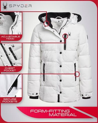 Spyder Girls' Long Puffer Jacket - Warm Half Stretch Pongee Hooded Winter Coat - Insulated Winter Jacket for Girls (7-16) in Saudi Arabia