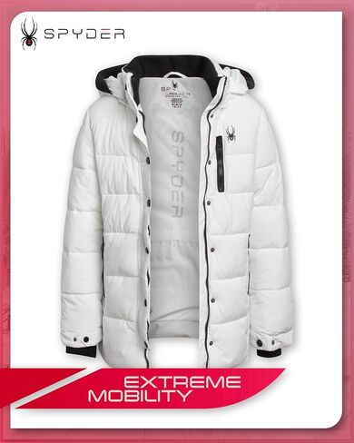 Spyder Girls' Long Puffer Jacket - Warm Half Stretch Pongee Hooded Winter Coat - Insulated Winter Jacket for Girls (7-16) in Saudi Arabia
