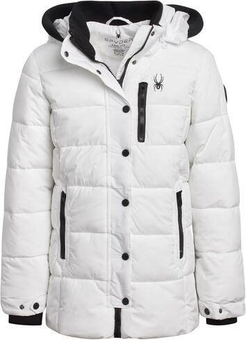 Spyder Girls' Long Puffer Jacket - Warm Half Stretch Pongee Hooded Winter Coat - Insulated Winter Jacket for Girls (7-16) in Saudi Arabia