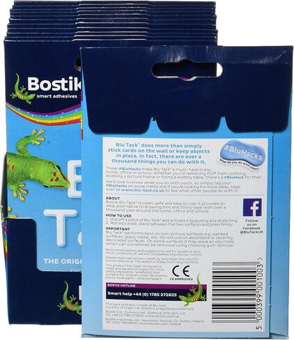 Bostik 24552 Blu-tack Mastic لاصق غير سام عبوة يدوية المرجع 801103 [عبوة من 12]، أزرق in Saudi Arabia