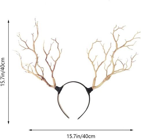 Beaupretty Antler Headband, Simulate Tree Branch Hair Band Forest Elk Horn Headpiece for Halloween Christmas Cosplay Party in Saudi Arabia