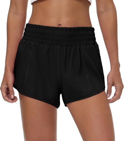 Aurefin High Waisted Athletic Shorts for Women, Quick Dry Running Shorts with Zip Pocket and Liner Womens Gym Workout Shorts in Saudi Arabia
