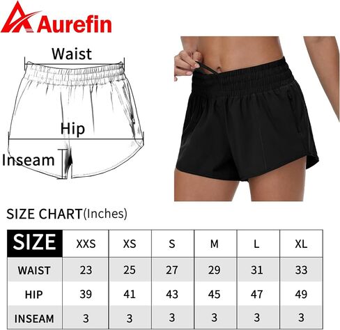 Aurefin High Waisted Athletic Shorts for Women, Quick Dry Running Shorts with Zip Pocket and Liner Womens Gym Workout Shorts in Saudi Arabia