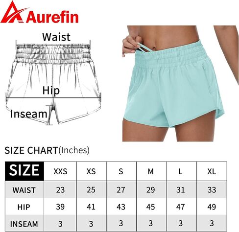 Aurefin High Waisted Athletic Shorts for Women, Quick Dry Running Shorts with Zip Pocket and Liner Womens Gym Workout Shorts in Kuwait