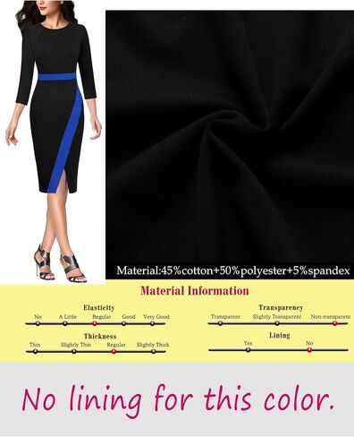 VFSHOW Womens Pleated Crew Neck Front Slit Work Business Office Bodycon Sheath Pencil Dress in Saudi Arabia