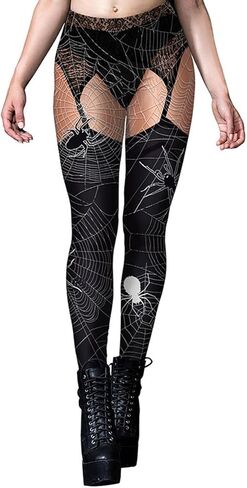 المرأة هالوين الهيكل العظمي طماق اليقطين زي تأثيري طماق ضيقة شبكة العنكبوت M in Kuwait