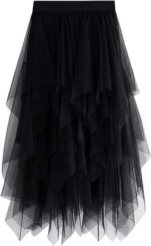 المرأة ألف خط تول توتو تنورة متعددة الطبقات بقماش شفاف ميدي تنورة بلون الشيفون ماكسي تنورة تنورة طويلة الرقص الشرقي الزفاف in Kuwait