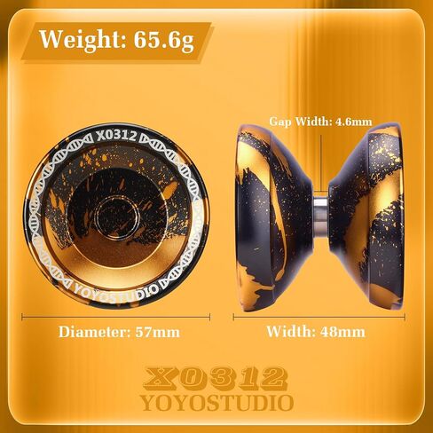 Yoyo Professional Responsive Yoyo X0312 for Kids Beginner, Dual Purpose Fingerspin Yo yo for Adults with Unresponsive Yoyo Bearing Kit, 10 Yoyo Strings, Yo-Yo Case & Glove (Black and Gold) in Kuwait