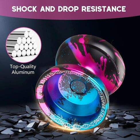 Yoyo Professional Responsive Yoyo X0312 for Kids Beginner, Dual Purpose Fingerspin Yo yo for Adults with Unresponsive Yoyo Bearing Kit, 10 Yoyo Strings, Yo-Yo Case & Glove (Black and Gold) in Kuwait