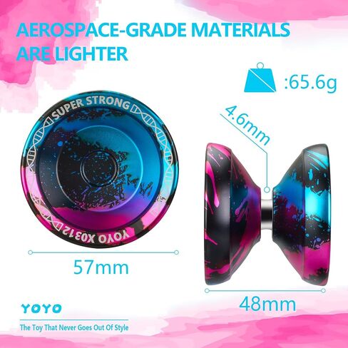 Yoyo Professional Responsive Yoyo X0312 for Kids Beginner, Dual Purpose Fingerspin Yo yo for Adults with Unresponsive Yoyo Bearing Kit, 10 Yoyo Strings, Yo-Yo Case & Glove (Black and Gold) in Kuwait