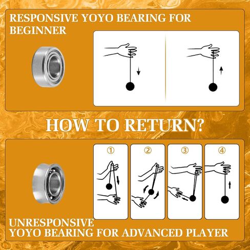 Yoyo Professional Responsive Yoyo X0312 for Kids Beginner, Dual Purpose Fingerspin Yo yo for Adults with Unresponsive Yoyo Bearing Kit, 10 Yoyo Strings, Yo-Yo Case & Glove (Black and Gold) in Kuwait