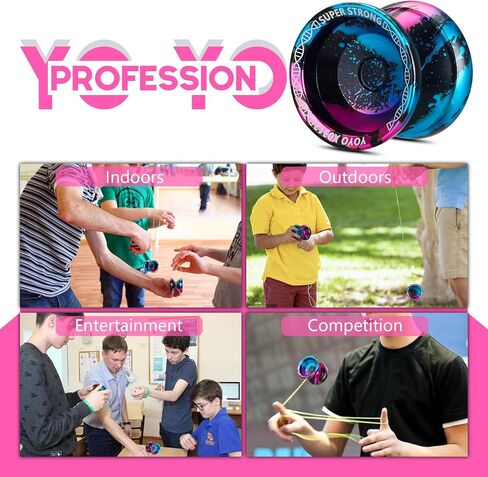 Yoyo Professional Responsive Yoyo X0312 for Kids Beginner, Dual Purpose Fingerspin Yo yo for Adults with Unresponsive Yoyo Bearing Kit, 10 Yoyo Strings, Yo-Yo Case & Glove (Black and Gold) in Kuwait
