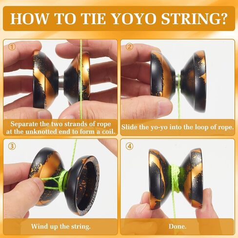 Yoyo Professional Responsive Yoyo X0312 for Kids Beginner, Dual Purpose Fingerspin Yo yo for Adults with Unresponsive Yoyo Bearing Kit, 10 Yoyo Strings, Yo-Yo Case & Glove (Black and Gold) in Kuwait