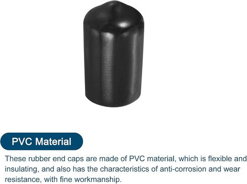 uxcell 100Pcs Rubber End Caps, 17mm/0.67" ID Flexible Rubber Caps, PVC Caps Rubber Screw for Bolts Screw Caps Thread Protectors Tube Screw Bolt, Black in Saudi Arabia
