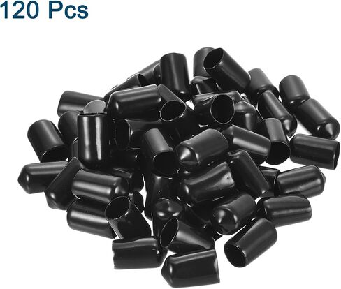 uxcell 100Pcs Rubber End Caps, 17mm/0.67" ID Flexible Rubber Caps, PVC Caps Rubber Screw for Bolts Screw Caps Thread Protectors Tube Screw Bolt, Black in Saudi Arabia