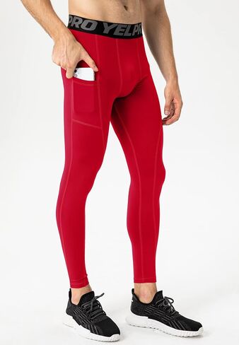 Queerier Men's Compression Pants Running Tights Pockets Sports Spandex Leggings Workout Cycling Athletic Thermal Pant in Saudi Arabia