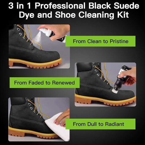 Shoe Cleaning Kit and Black Suede Dye, Shoes Cleaner Kit for Sneakers Suede Shoes with Brush, Professional Shoe Care Kit for Shoe Cleaning and Suede Repair Color in Saudi Arabia