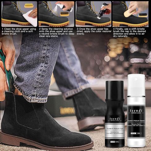 Shoe Cleaning Kit and Black Suede Dye, Shoes Cleaner Kit for Sneakers Suede Shoes with Brush, Professional Shoe Care Kit for Shoe Cleaning and Suede Repair Color in Saudi Arabia