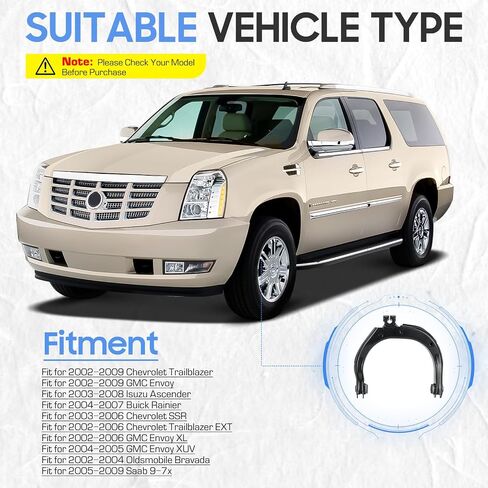 مفاصل كروية لأذرع التحكم العلوية الأمامية لـ 02-09 GMC Envoy&Chevy Trailblazer، 04-07 Buick Rainier، 03-06 SSR، 02-04 Oldsmobile Bravada، 05-09 Saab 9-7X، 03-08 Isuzu Ascender in Saudi Arabia