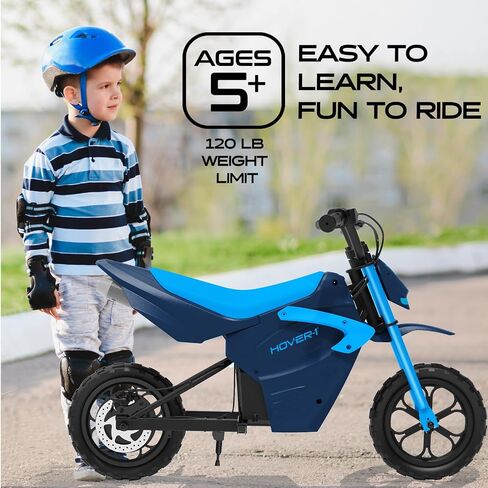 HOVER-1 My First Dirt Bike بمحرك بقوة 300 واط، وسرعة قصوى تبلغ 9 ميل في الساعة، ومدى 9 أميال، وإطارات للطرق الوعرة مقاس 12.5 بوصة in Kuwait