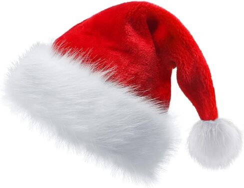 قبعة عيد الميلاد من ليلين للأطفال البالغين، قبعة سانتا، قبعة حفلات عيد الميلاد باللون الأحمر، قبعة كلاسيكية مخملية للجنسين لأغطية الرأس لحفلات عيد الميلاد والعام الجديد in Kuwait