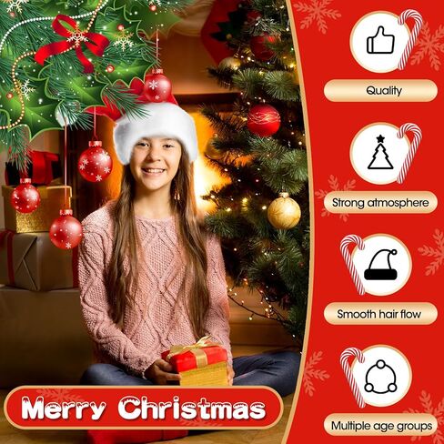 قبعة عيد الميلاد من ليلين للأطفال البالغين، قبعة سانتا، قبعة حفلات عيد الميلاد باللون الأحمر، قبعة كلاسيكية مخملية للجنسين لأغطية الرأس لحفلات عيد الميلاد والعام الجديد in Kuwait