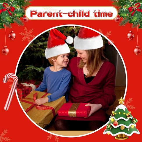 قبعة عيد الميلاد من ليلين للأطفال البالغين، قبعة سانتا، قبعة حفلات عيد الميلاد باللون الأحمر، قبعة كلاسيكية مخملية للجنسين لأغطية الرأس لحفلات عيد الميلاد والعام الجديد in Kuwait