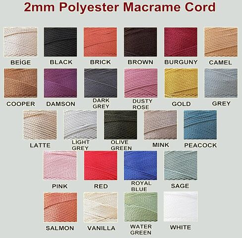 Polyester Macrame Cord 2mm x 251 Yards, 100% Polypropylene Premium Macrame Rope, Colorful Yarn Crochet Macrame Bag Craft for Wall Hangers, Bags, Bottom Plates, Carpets (Gold)1, 2MM-MCRM in Saudi Arabia