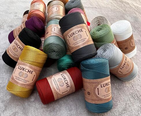 Polyester Macrame Cord 2mm x 251 Yards, 100% Polypropylene Premium Macrame Rope, Colorful Yarn Crochet Macrame Bag Craft for Wall Hangers, Bags, Bottom Plates, Carpets (Gold)1, 2MM-MCRM in Saudi Arabia