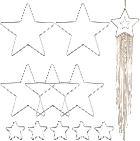 Enenes Dream Catcher Rings, 2 Sizes Metal Hoops, 10 PCS Moon Shaped Silver Macrame Hoops for DIY Crafts Wedding Wall Hanging Decor (Silver Moon) in Saudi Arabia