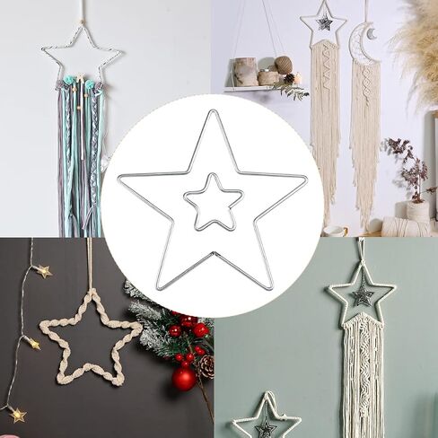 Enenes Dream Catcher Rings, 2 Sizes Metal Hoops, 10 PCS Moon Shaped Silver Macrame Hoops for DIY Crafts Wedding Wall Hanging Decor (Silver Moon) in Saudi Arabia