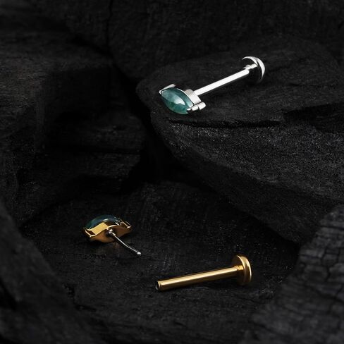 FINE4U 1 قطعة ASTM F136 التيتانيوم ثقب المجوهرات ل الزنمة محارة اللولب شقة Labret 16 جرام 6 مللي متر 8 مللي متر ، الغضروف القرط مسمار مسطح in Saudi Arabia