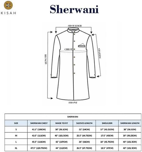 طقم بنطلون Indo Western Sherwani للرجال من KISAH، مزيج من حرير الزيتون، تصميم منسوج، ياقة ماندرين وأكمام طويلة (M) in Kuwait