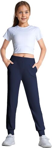 HASMES Girls Joggers Pants Lightweight Sweatpants for Girls with Pockets Kids Soft Athletic Pants for Yoga Running Dance in Kuwait