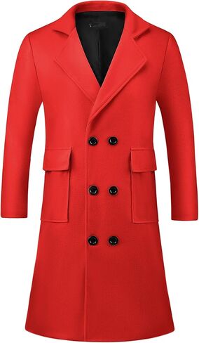 Lars Amadeus Winter Coats for Men's Notched Collar Double Breasted Long Trench Coat in Saudi Arabia