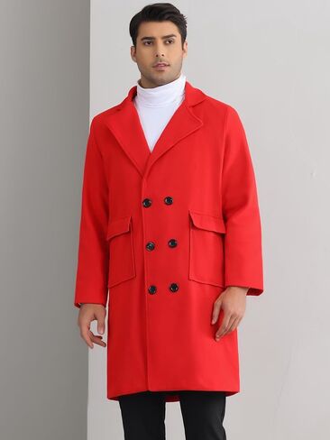 Lars Amadeus Winter Coats for Men's Notched Collar Double Breasted Long Trench Coat in Saudi Arabia
