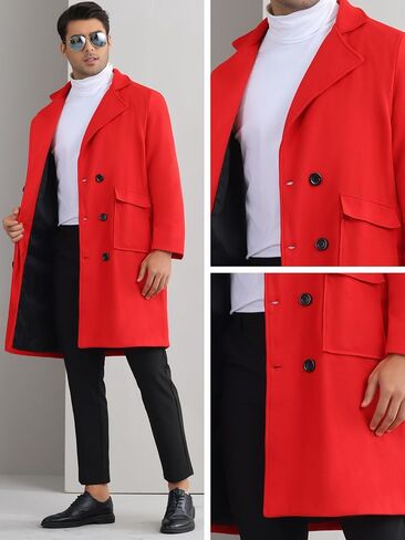 Lars Amadeus Winter Coats for Men's Notched Collar Double Breasted Long Trench Coat in Saudi Arabia