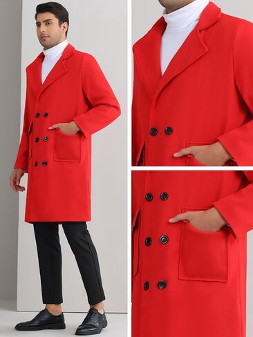 Lars Amadeus Winter Coats for Men's Notched Collar Double Breasted Long Trench Coat in Saudi Arabia