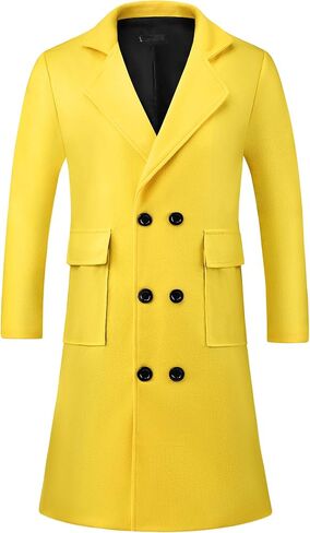 Lars Amadeus Winter Coats for Men's Notched Collar Double Breasted Long Trench Coat in Saudi Arabia