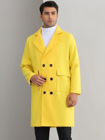 Lars Amadeus Winter Coats for Men's Notched Collar Double Breasted Long Trench Coat in Saudi Arabia