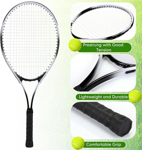 4 Pack Tennis Rackets for Adults Recreational 4 Players Pre Strung 27 Inch Tennis Racquets Lightweight Tennis Rackets Bulk with 4 Tennis Balls 4 Overgrips for Tennis Training in Saudi Arabia