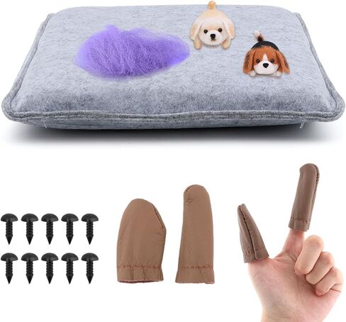 وسادة التلبيد بإبرة الصوف من كاكالوت، لوازم التلبيد بالإبرة، حصيرة التلبيد بالإبرة، قاعدة تلبيد بإبرة سميكة وثابتة، من أجل التلبيد الدقيق، بما في ذلك واقيات الأصابع الجلدية والأنوف البلاستيكية، رمادي in Kuwait