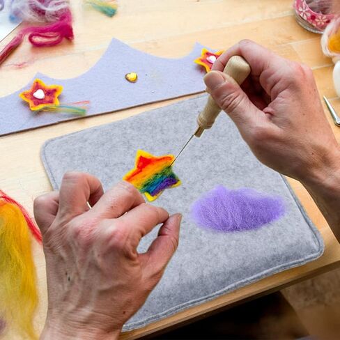 وسادة التلبيد بإبرة الصوف من كاكالوت، لوازم التلبيد بالإبرة، حصيرة التلبيد بالإبرة، قاعدة تلبيد بإبرة سميكة وثابتة، من أجل التلبيد الدقيق، بما في ذلك واقيات الأصابع الجلدية والأنوف البلاستيكية، رمادي in Kuwait