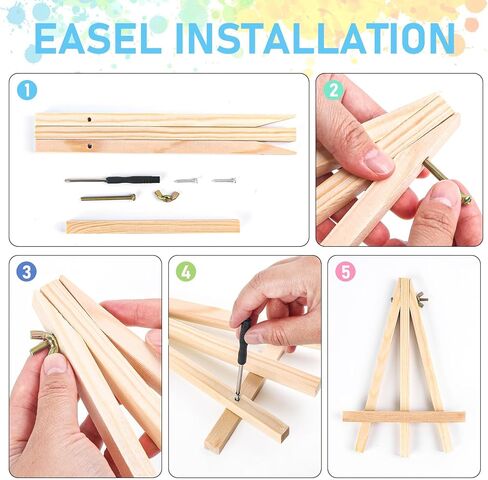 Offito 4 Pack Framed Paint by Numbers Kit for Adults Beginners with Wooden Easel, Landscape Easy Paint by Number Kit with Frame, Watercolor Adult Paint by Number Framed Canvas (8 * 12 Inch) in Saudi Arabia