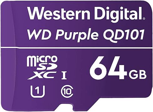 ويسترن ديجيتال بطاقة microSDHC للمراقبة بالفيديو الذكي سعة 32 جيجابايت من ويسترن ديجيتال بيربل اس سي QD101، قدرة تحمل فائقة حتى 16 تيرابايت in Kuwait