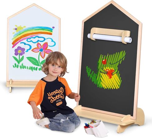 House Design Double-Sided Magnetic Drawing Board w/Detachable Roller for Kids, Extra Large Art Easel for Toddlers Boys and Girls Gift (Wall Mountable) in Kuwait