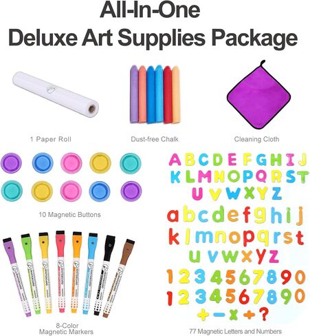 House Design Double-Sided Magnetic Drawing Board w/Detachable Roller for Kids, Extra Large Art Easel for Toddlers Boys and Girls Gift (Wall Mountable) in Kuwait